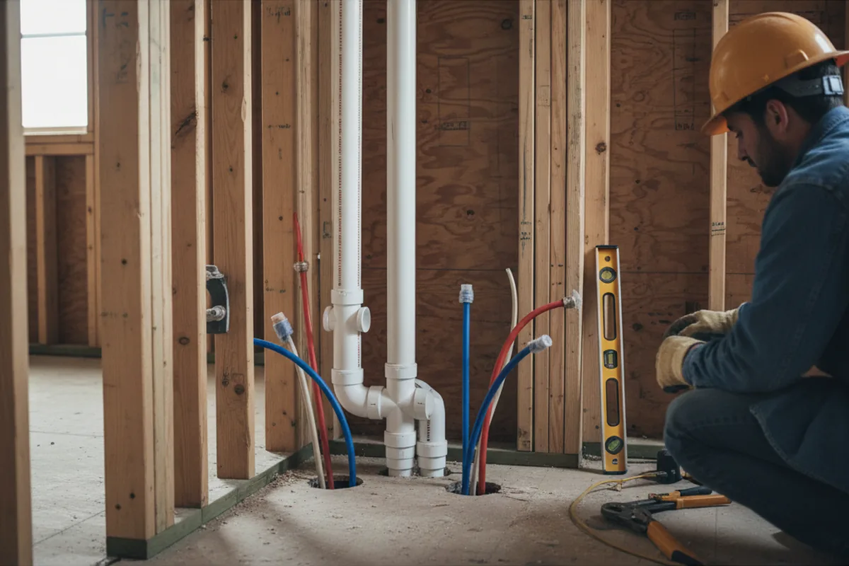 Drain and supply rough-in during Drain Cleaning in Derby