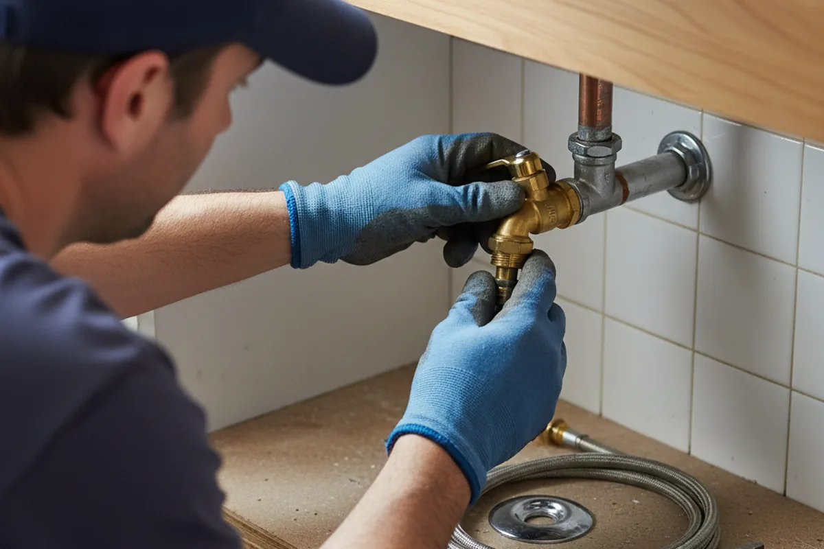 Shutoff valve and fitting work during Emergency Plumbing in Derby